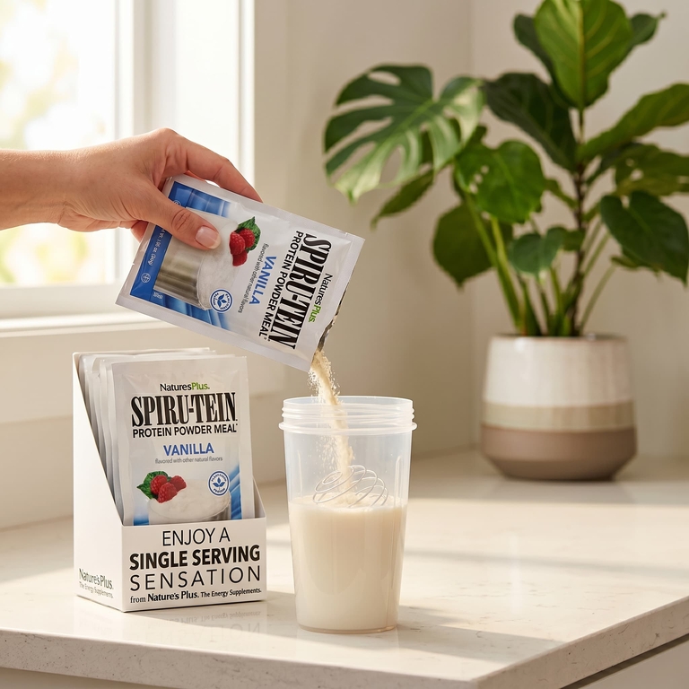 NaturesPlus, Spiru-Tein®, протеиновый порошок, со вкусом ванили, 8 пакетиков по 30 г (1,06 унции) (Товар снят с продажи) 