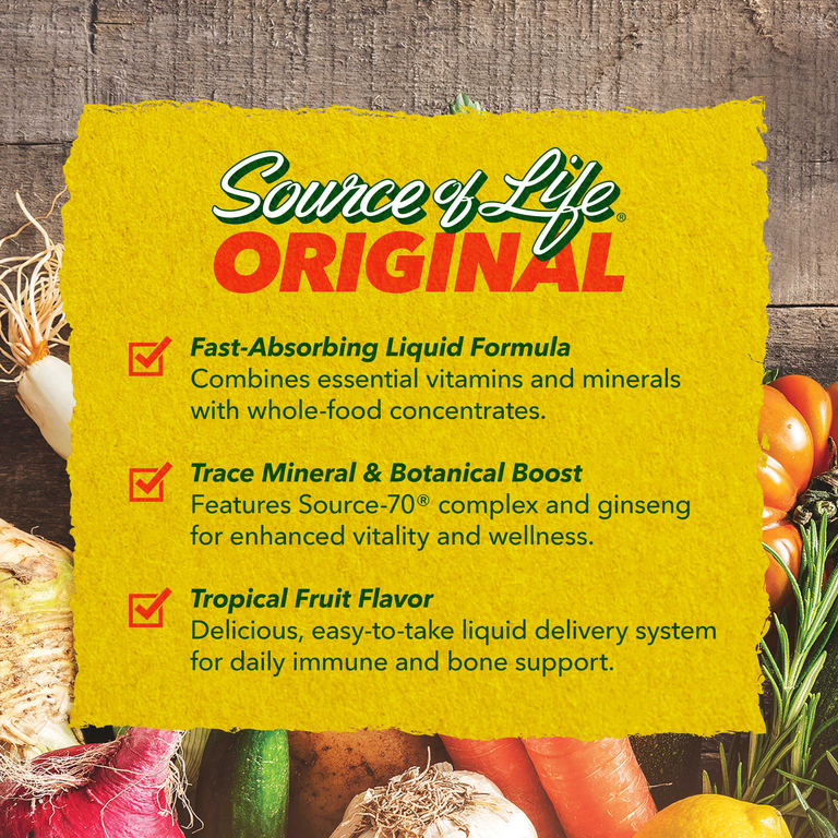 NaturesPlus, Source of Life, оригинальная жидкая добавка с мультивитаминами и минералами, вкусные тропические фрукты, 236,56 мл (8 жидк. унций)