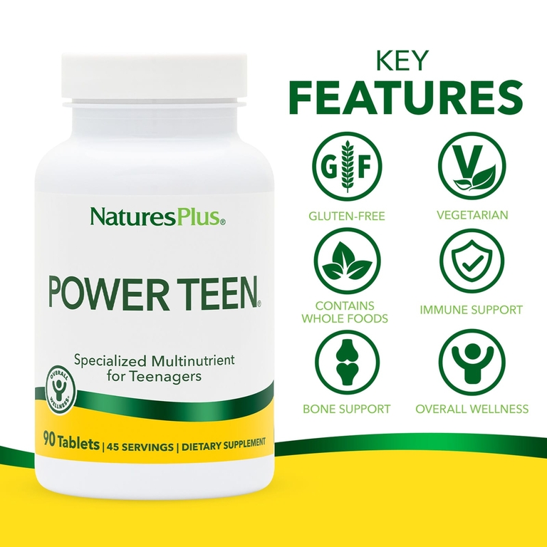 NaturesPlus, Source of Life, Power Teen, питательная добавка для подростков, 90 таблеток