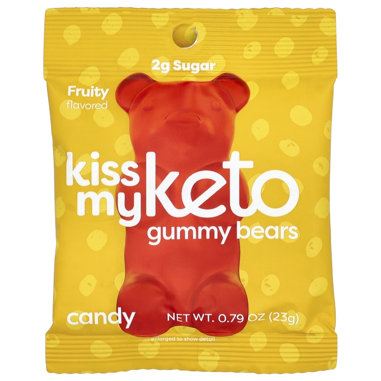 Kiss My Keto, кетогенные жевательные мишки, с фруктовым вкусом, 12 пакетиков по 23 г (0,79 унции)