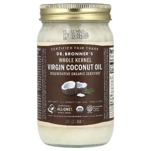Dr. Bronner's, нерафинированное кокосовое масло первого отжима, из цельных ядер, 414 мл (14 жидк. унций)