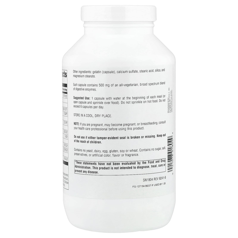 Source Naturals, Daily Essential Enzymes®, 500 мг, 360 капсул
