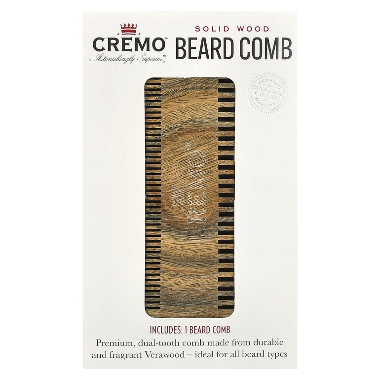 Cremo, Гребешок для бороды из цельного дерева, 1 гребешок