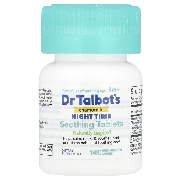 Dr. Talbot's, успокаивающие таблетки с ромашкой для приема перед сном, от 3 мес, 140 быстрорастворимых таблеток