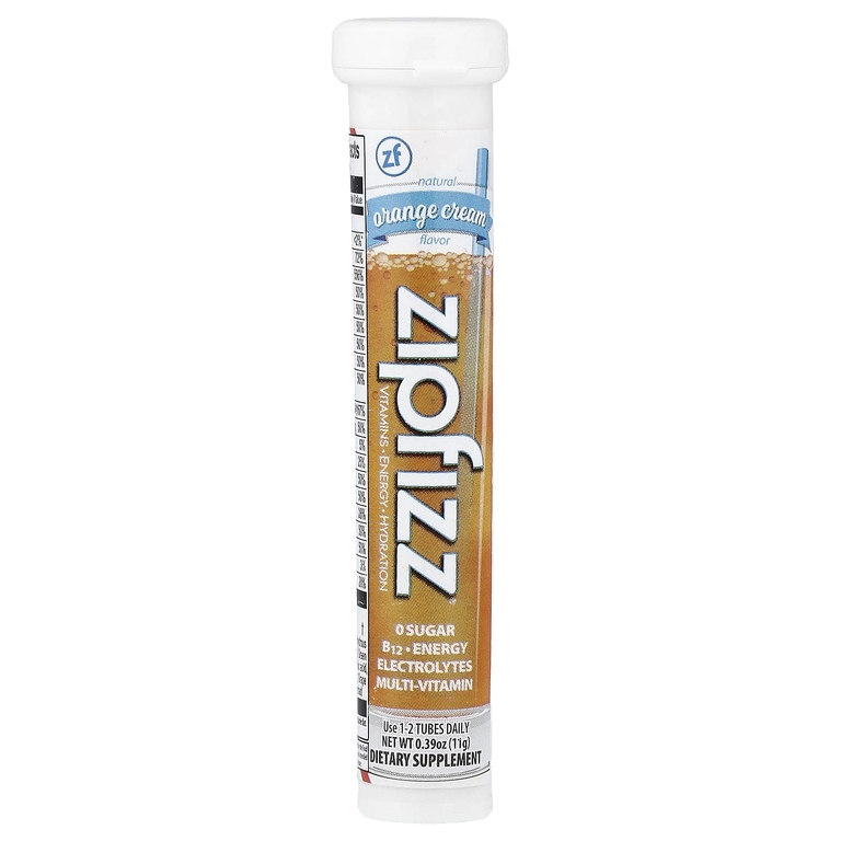Zipfizz, Энергетическая смесь для здорового спорта с витамином B12, апельсиновый крем, 20 тюбиков по 11 г (0,39 унции)