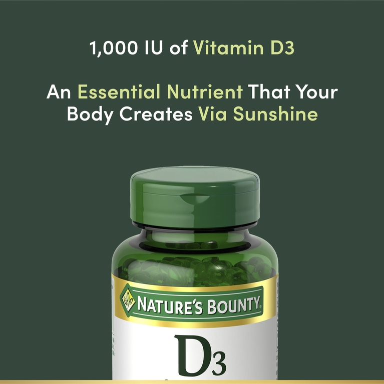 Nature's Bounty, D3, Immune Health, 25 мкг (1000 МЕ), 350 мягких таблеток с быстрым высвобождением