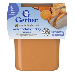 Gerber, 2nd Foods®, питательные смеси, батат, индейка и овсяные хлопья, 2 шт. в упаковке, 113 г (4 унции)