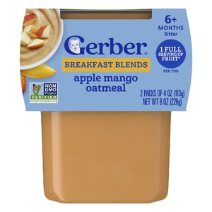 Gerber, 2nd Foods®, смеси для завтрака, для детей от 6 месяцев, овсянка с яблоком и манго, 2 шт. в упаковке, 113 г (4 унции) (Товар снят с продажи) 