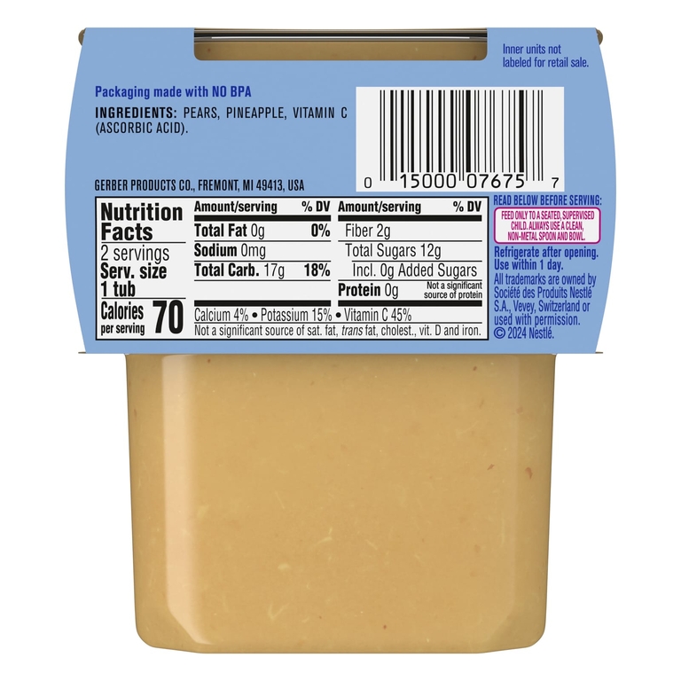 Gerber, 2nd Foods®, Sigma, груша и ананас, 2 шт. в упаковке, 113 г (4 унции) (Товар снят с продажи) 