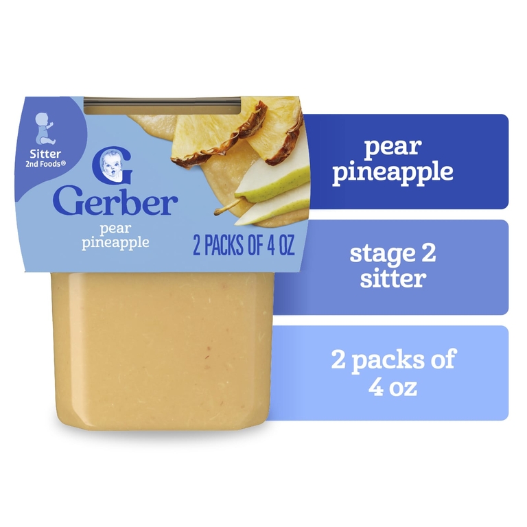 Gerber, 2nd Foods®, Sigma, груша и ананас, 2 шт. в упаковке, 113 г (4 унции) (Товар снят с продажи) 