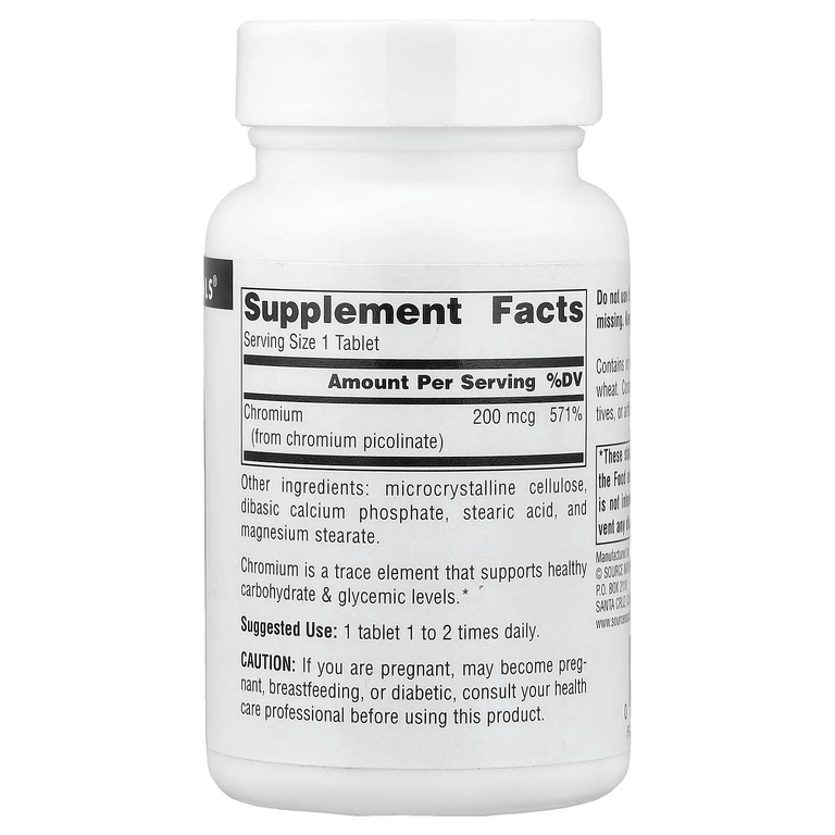 Source Naturals, пиколинат хрома, 200 мкг, 240 таблеток