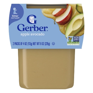 Gerber, 2nd Foods®, Sutter, яблоко и авокадо, 2 шт. в упаковке, 113 г (4 унции) (Товар снят с продажи) 