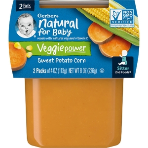 Gerber, Natural for Baby, Veggie Power, 2nd Foods®, батат и кукуруза, 2 пакетика по 113 г (4 унции) (Товар снят с продажи) 