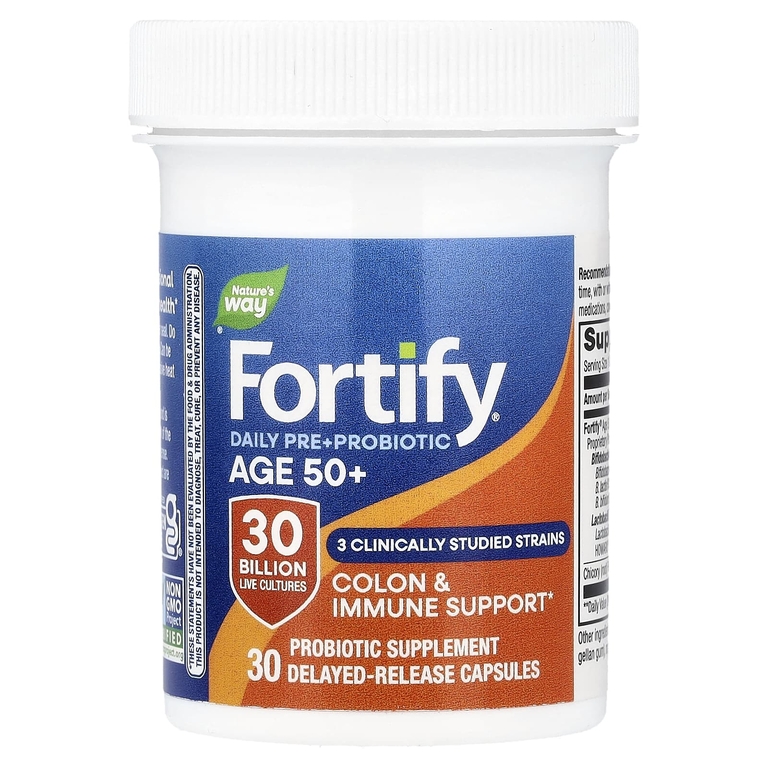 Nature's Way, Fortify, ежедневная пре-добавка с пробиотиком, для взрослых 50+, 30 капсул с отсроченным высвобождением