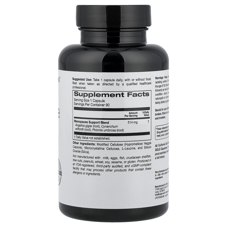 California Gold Nutrition, Beauty, добавка для поддержки во время менопаузы с дудником гигантским, цинанхумом, зопником и L-лейцином, 90 растительных капсул