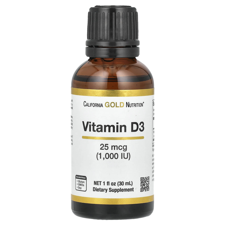 California Gold Nutrition, витамин D3, 25 мкг (1000 МЕ), 30 мл (1 жидк. унция) (Товар снят с продажи) 