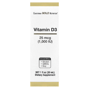 California Gold Nutrition, витамин D3, 25 мкг (1000 МЕ), 30 мл (1 жидк. унция)