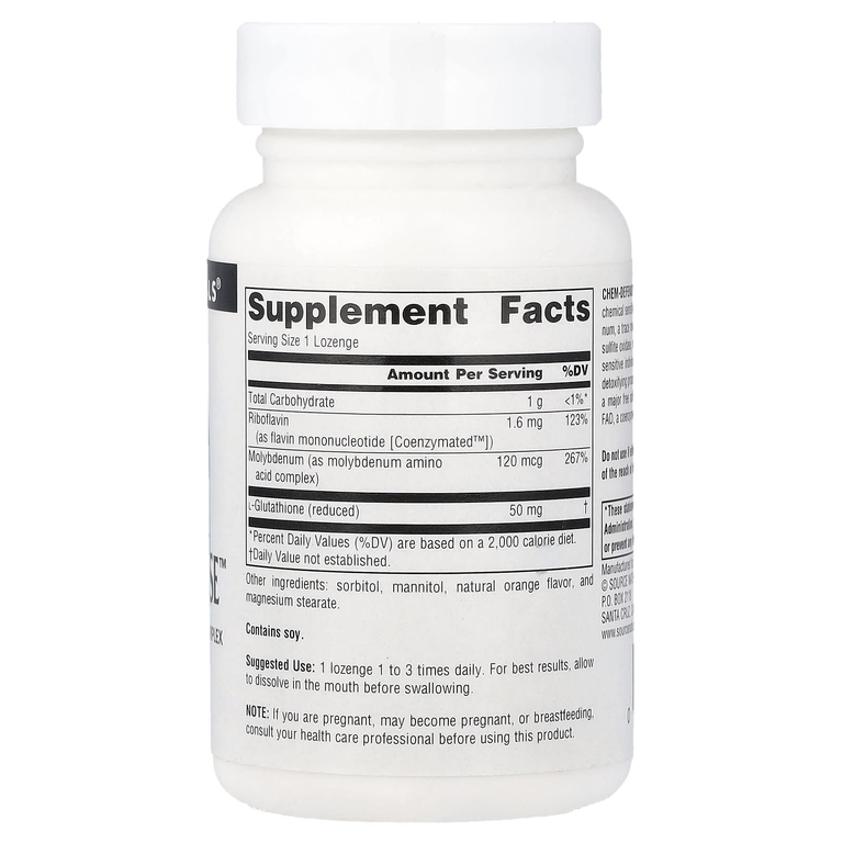 Source Naturals, комплекс с молибденом и глутатионом Chem-Defense™, вкус апельсина, 90 пастилок