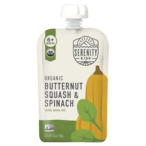 Serenity Kids, органическая мускатная тыква и шпинат с оливковым маслом, для детей от 6 месяцев, 99 г (3,5 унции) (Товар снят с продажи) 