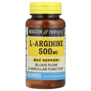 Mason Natural, L-аргинин, 500 мг, 60 капсул