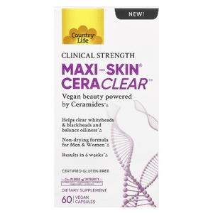 Country Life, Maxi-Skin® Cera Clear ™, 60 веганских капсул (Товар снят с продажи) 