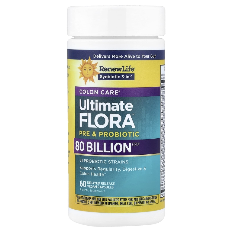 Renew Life, Colon Care Ultimate Flora™, пробиотик Colon Care, 60 веганских капсул с отсроченным высвобождением