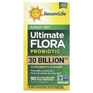 Renew Life, Ultimate Flora™, пробиотик для взрослых старше 50 лет, 30 млрд КОЕ, 90 веганских капсул с отсроченным высвобождением