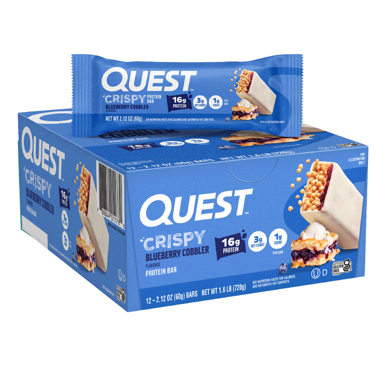 Quest Nutrition, протеиновый батончик, хрустящий пирог с голубикой, 12 батончиков по 60 г (2,12 унции)