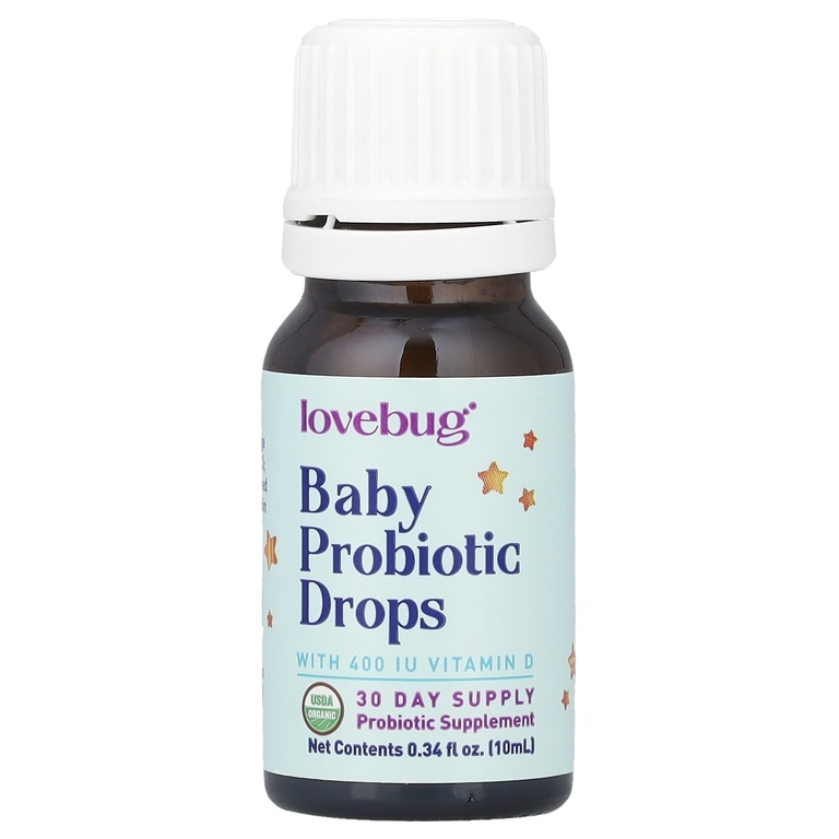 LoveBug Probiotics, пробиотик в каплях для детей, с витамином D, 10 мл (0,34 жидк. унции)