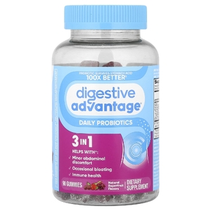 Schiff, Digestive Advantage®, жевательные таблетки с пробиотиками для ежедневного приема, натуральный суперфрукт, 90 жевательных таблеток