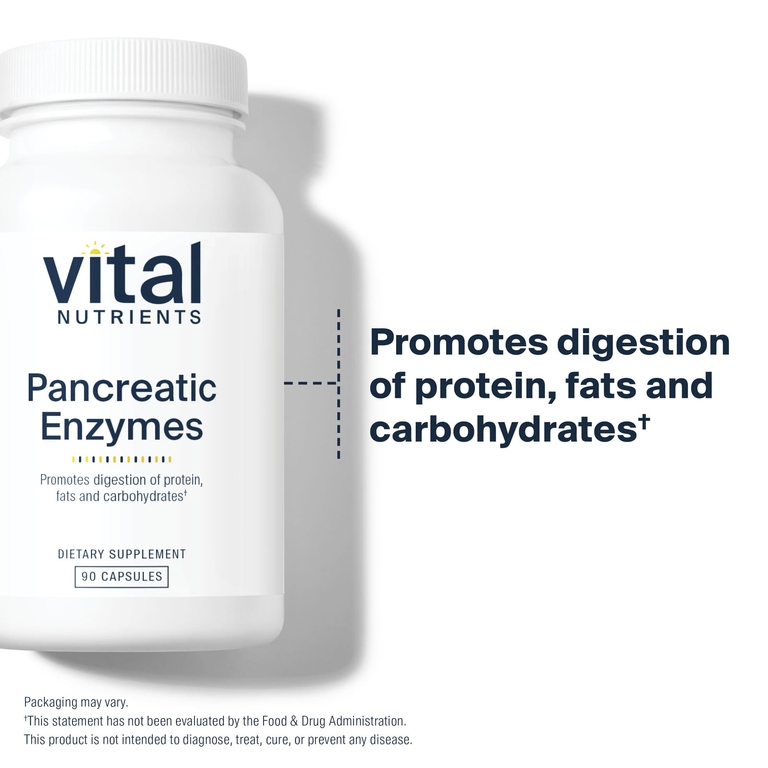 Vital Nutrients, панкреатические ферменты, 90 капсул
