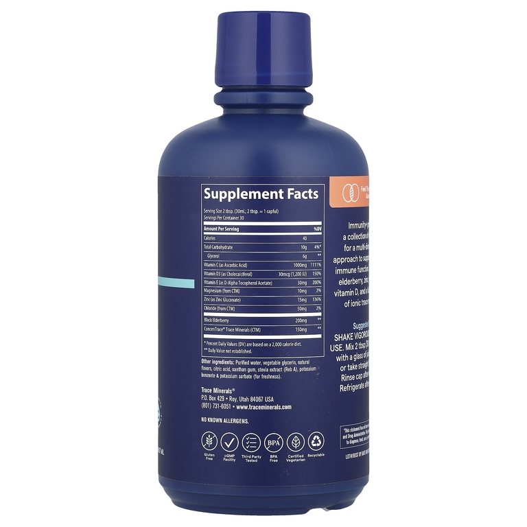 Trace, Быстро впитывающаяся жидкость Immunity +, ягодное ассорти, 887 мл (30 жидк. унц.)