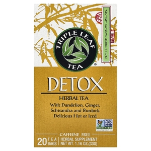 Triple Leaf Tea, детокс, травяной чай для детоксикации, без кофеина, 20 чайных пакетиков, 33 г (1,16 унции)
