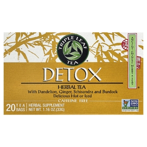 Triple Leaf Tea, детокс, травяной чай для детоксикации, без кофеина, 20 чайных пакетиков, 33 г (1,16 унции)