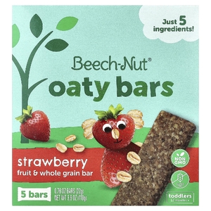 Beech-Nut, овсяные батончики, для детей от 12 месяцев, клубника, 5 батончиков по 22 г (0,78 унции)
