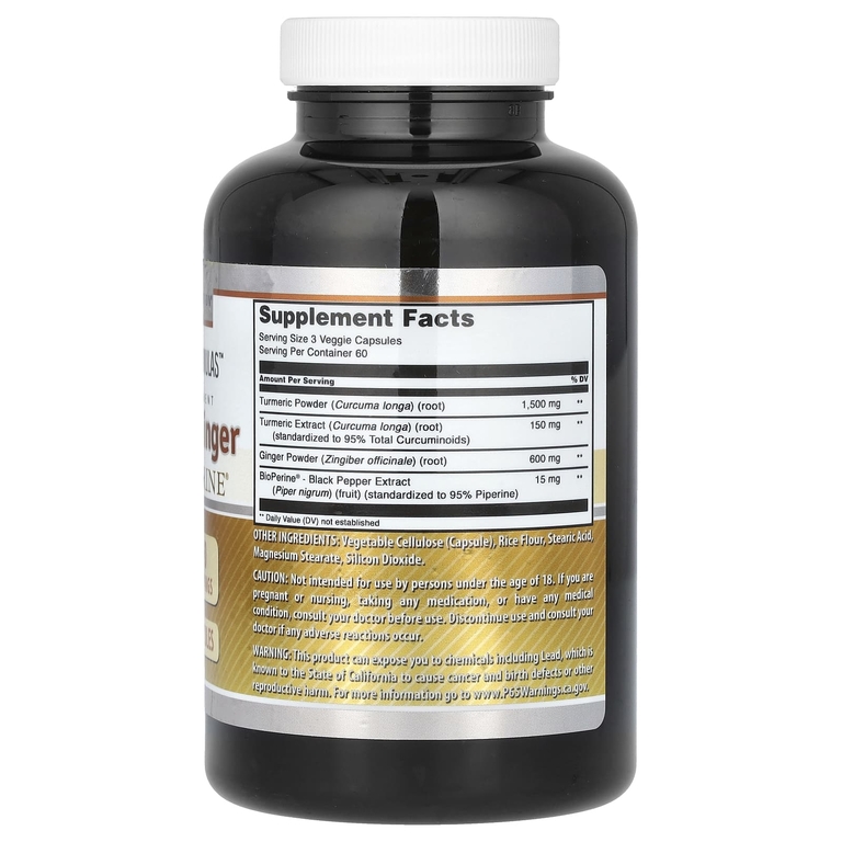 Amazing Nutrition, куркума и имбирь с BioPerine, 180 растительных капсул