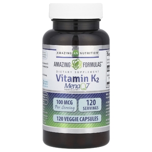 Amazing Nutrition, Amazing Formulas ™, витамин K2, 100 мкг, 120 растительных капсул