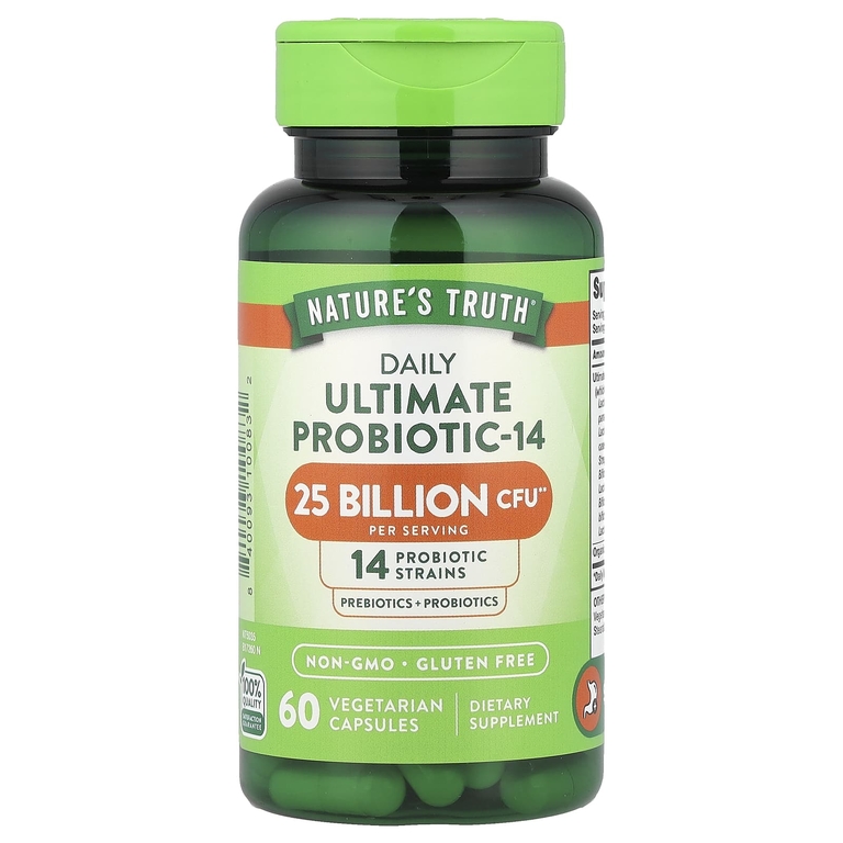 Nature's Truth, Daily Ultimate Probiotic-14, 25 млрд КОЕ, 60 вегетарианских капсул