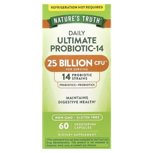 Nature's Truth, Daily Ultimate Probiotic-14, 25 млрд КОЕ, 60 вегетарианских капсул