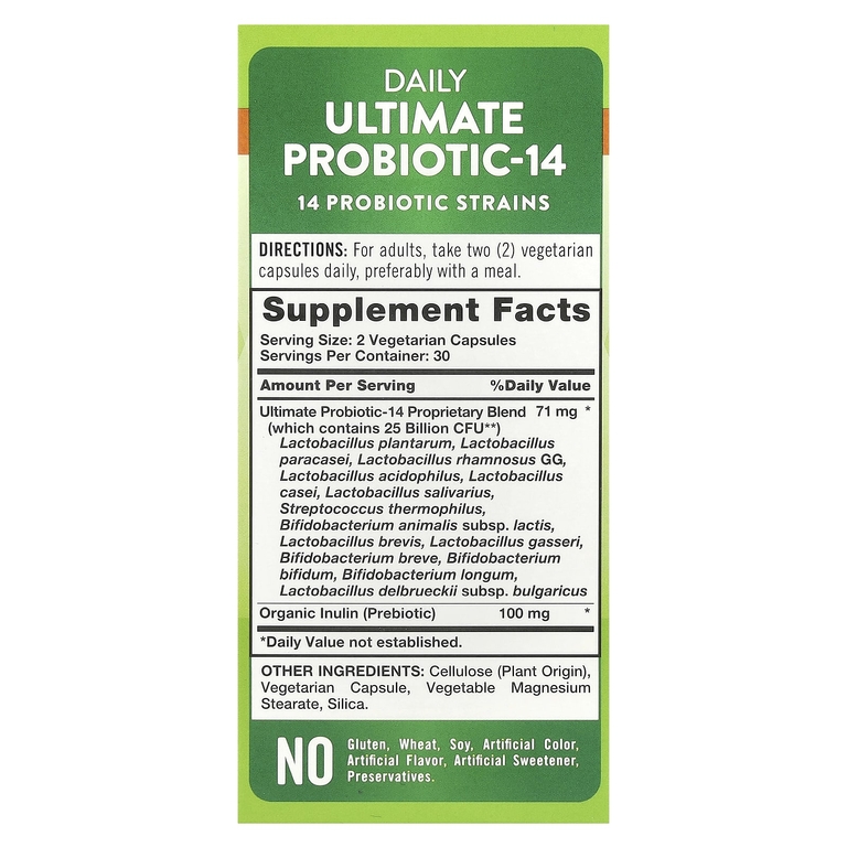 Nature's Truth, Daily Ultimate Probiotic-14, 25 млрд КОЕ, 60 вегетарианских капсул
