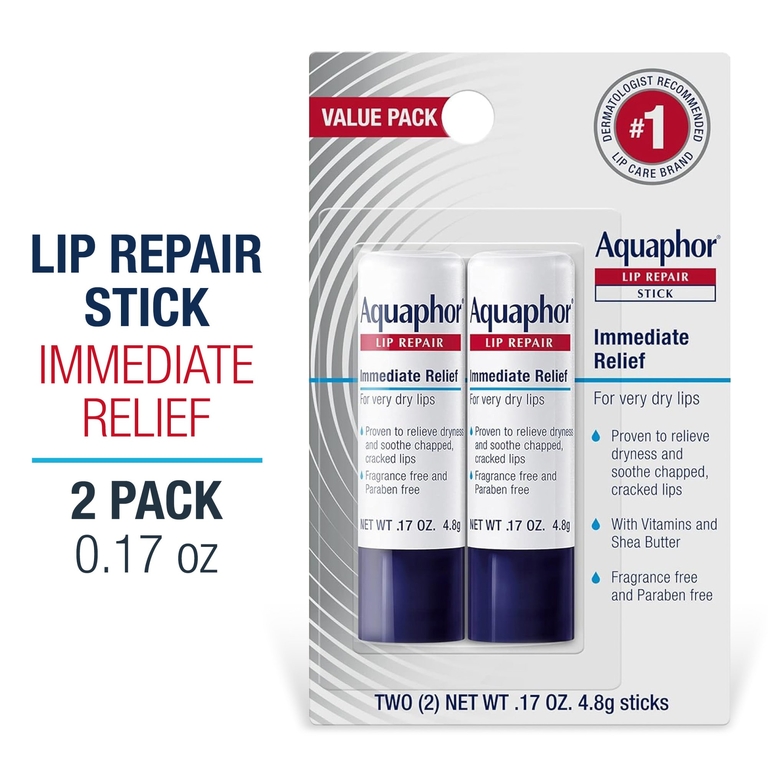 Aquaphor, стик для восстановления губ, мгновенное облегчение, 2 стика по 4,8 г (0,17 унции)