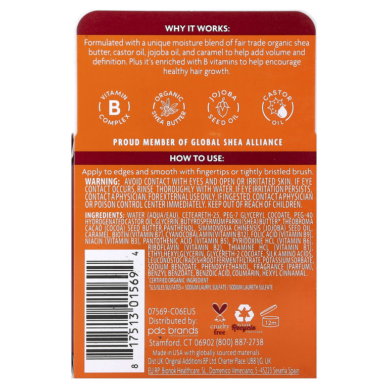 Cantu, Edge Stay Gel™, масло ши, для повышенной фиксации, 64 г (2,25 унции)