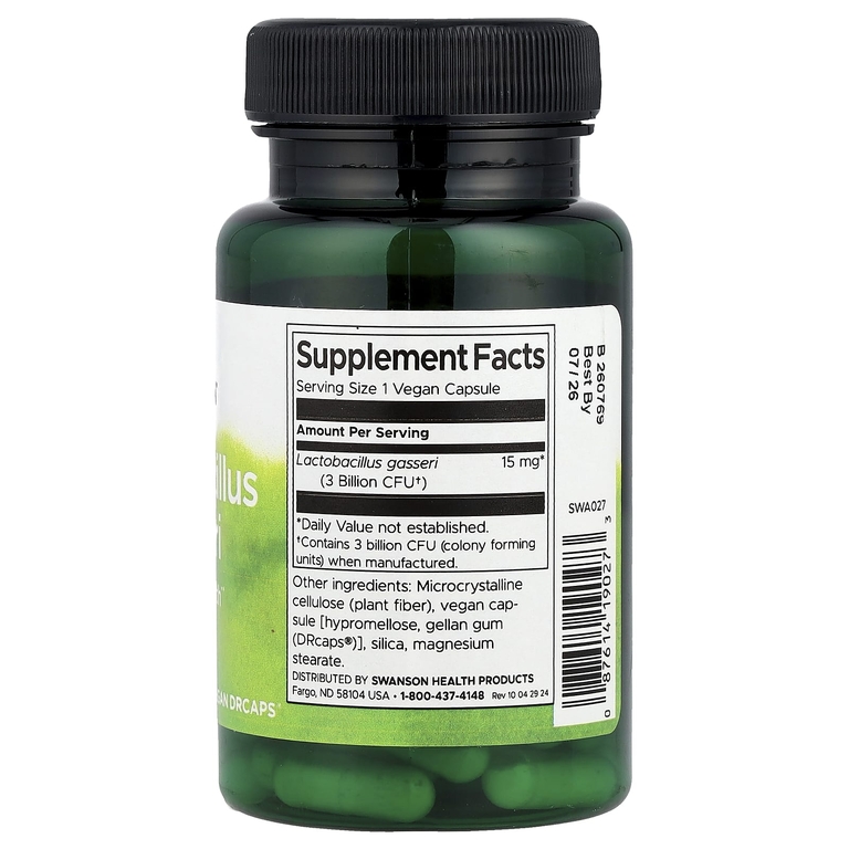 Swanson Vitamins, лактобактерии гассери, 3 млрд КОЕ, 60 веганских капсул DRcaps