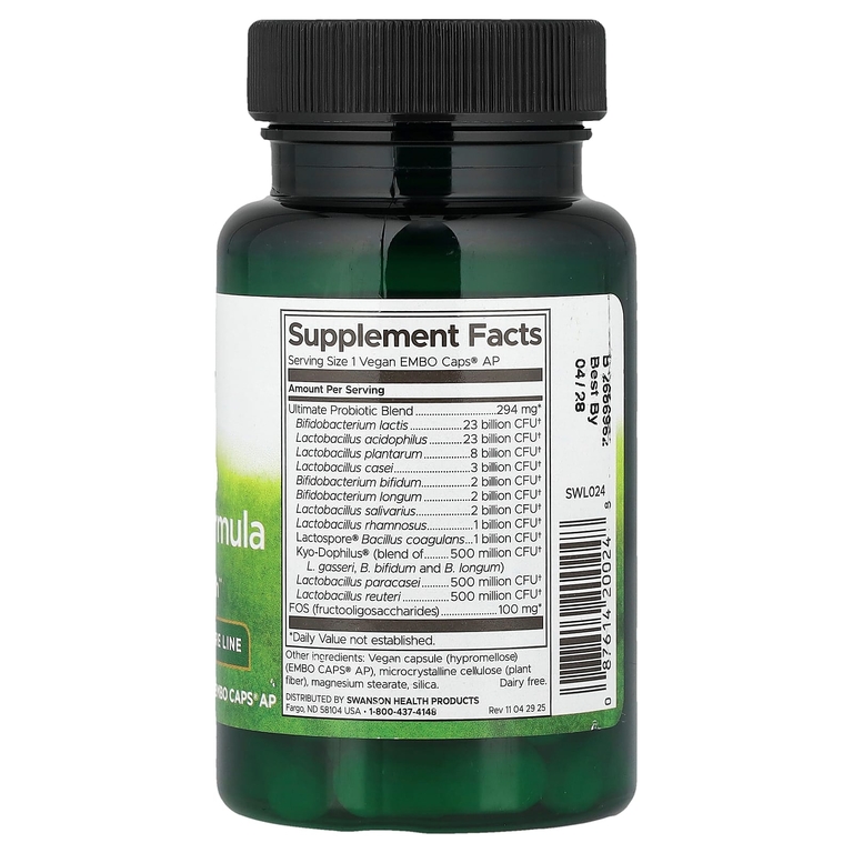 Swanson Vitamins, Улучшенная формула пробиотиков, 30 веганских капсул EMBO®