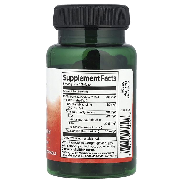 Swanson Vitamins, на 100% чистое масло криля, 60 капсул