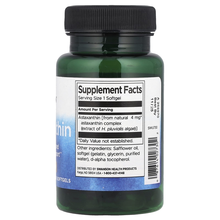 Swanson Vitamins, Астаксантин, 4 мг, 60 мягких таблеток