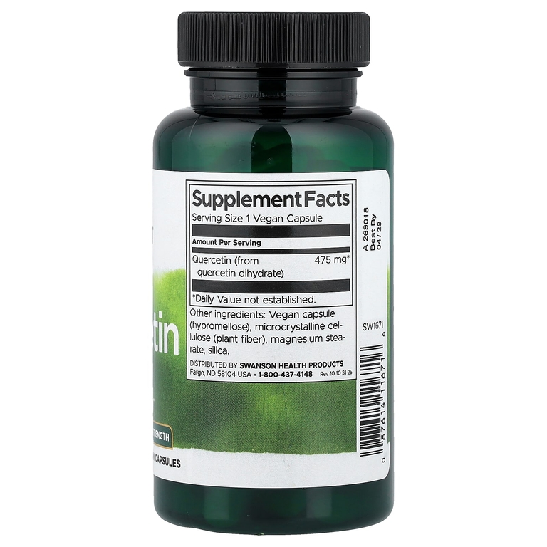 Swanson Vitamins, кверцетин, 475 мг, 60 веганских капсул