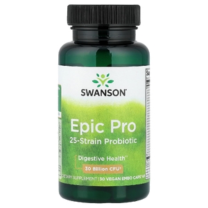 Swanson Vitamins, Epic Pro, 25 штаммов пробиотиков, 30 веганских капсул эмбо®
