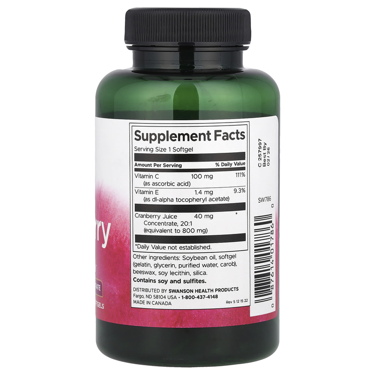 Swanson Vitamins, Клюква, 180 капсул