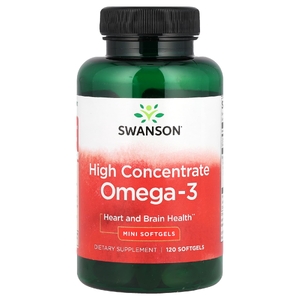 Swanson Vitamins, Высококонцентрированная омега-3, 120 мини-капсул